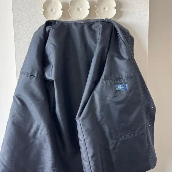 Vintage French Linen Blend Blazer – Navy Pinstripe – Made in France – Large - Picture 6 of 7